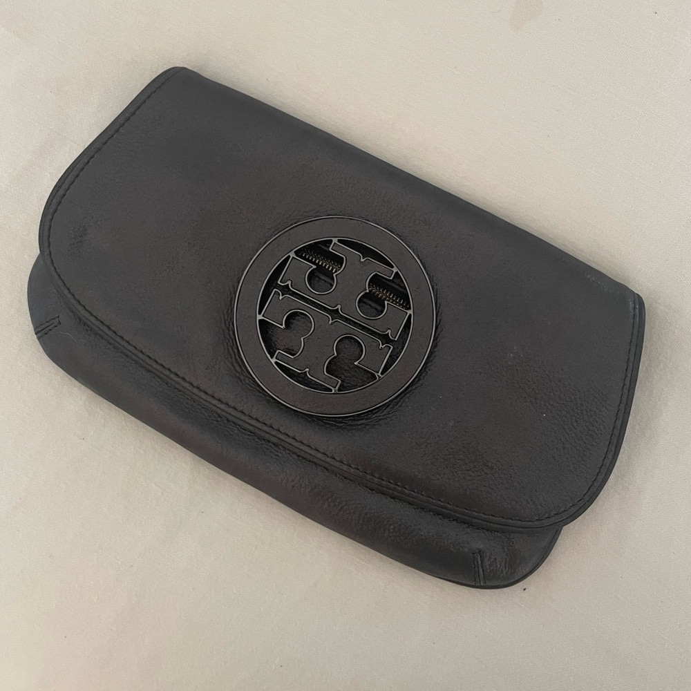 Tory Burch Gray Clutch Crossbody Bag | Convertible Designer Handbag